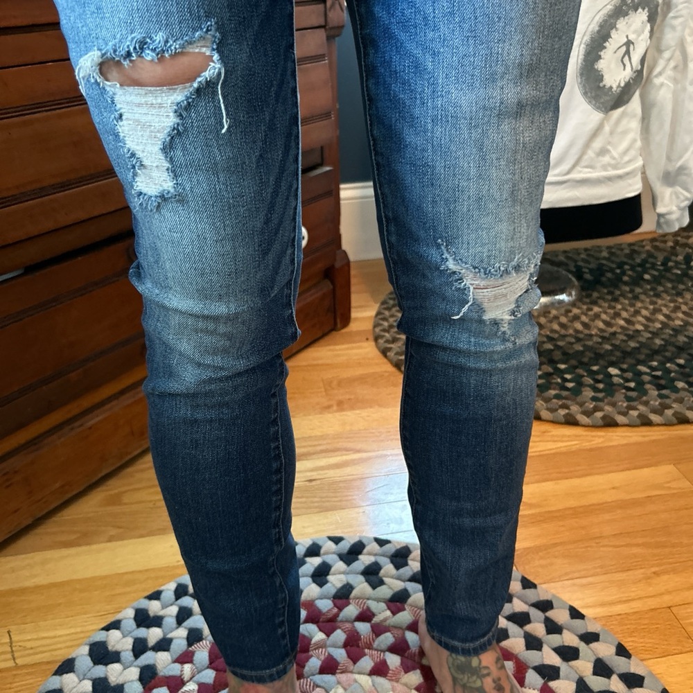 Madewell Distressed Blue Skinny Jeans - Picture 2 of 7